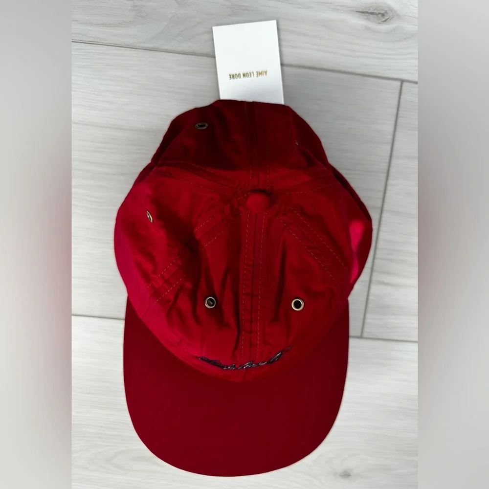 NEW AIME LEON DORE script sport nylon twill 6 panel hat cap red